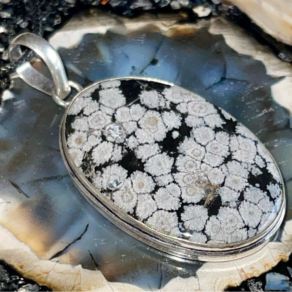 Snowflake Obsidian Pendant 2” - Picture 10 of 15
